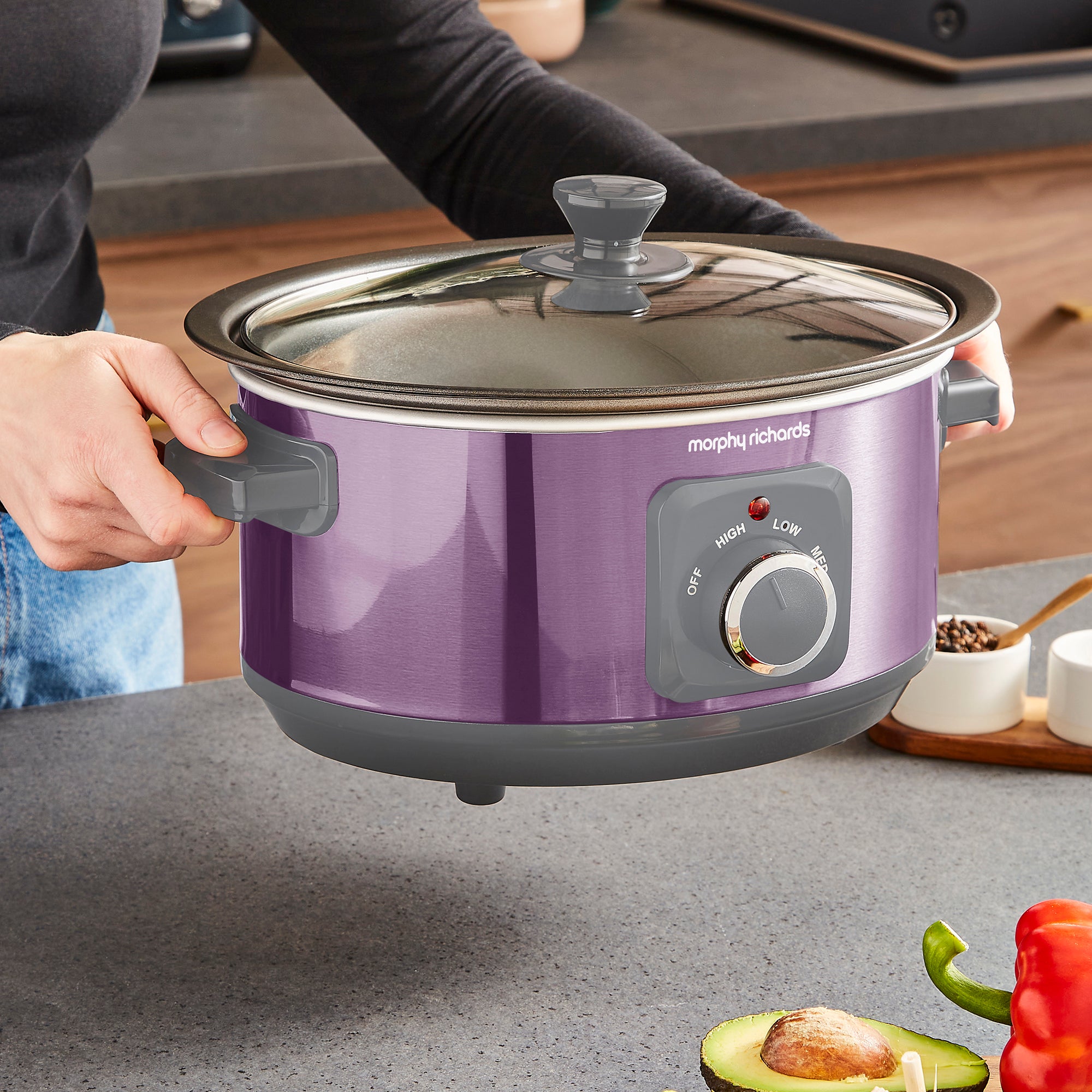 Accents Sear & Stew 3.5L Slow Cooker - Purple - Image 7