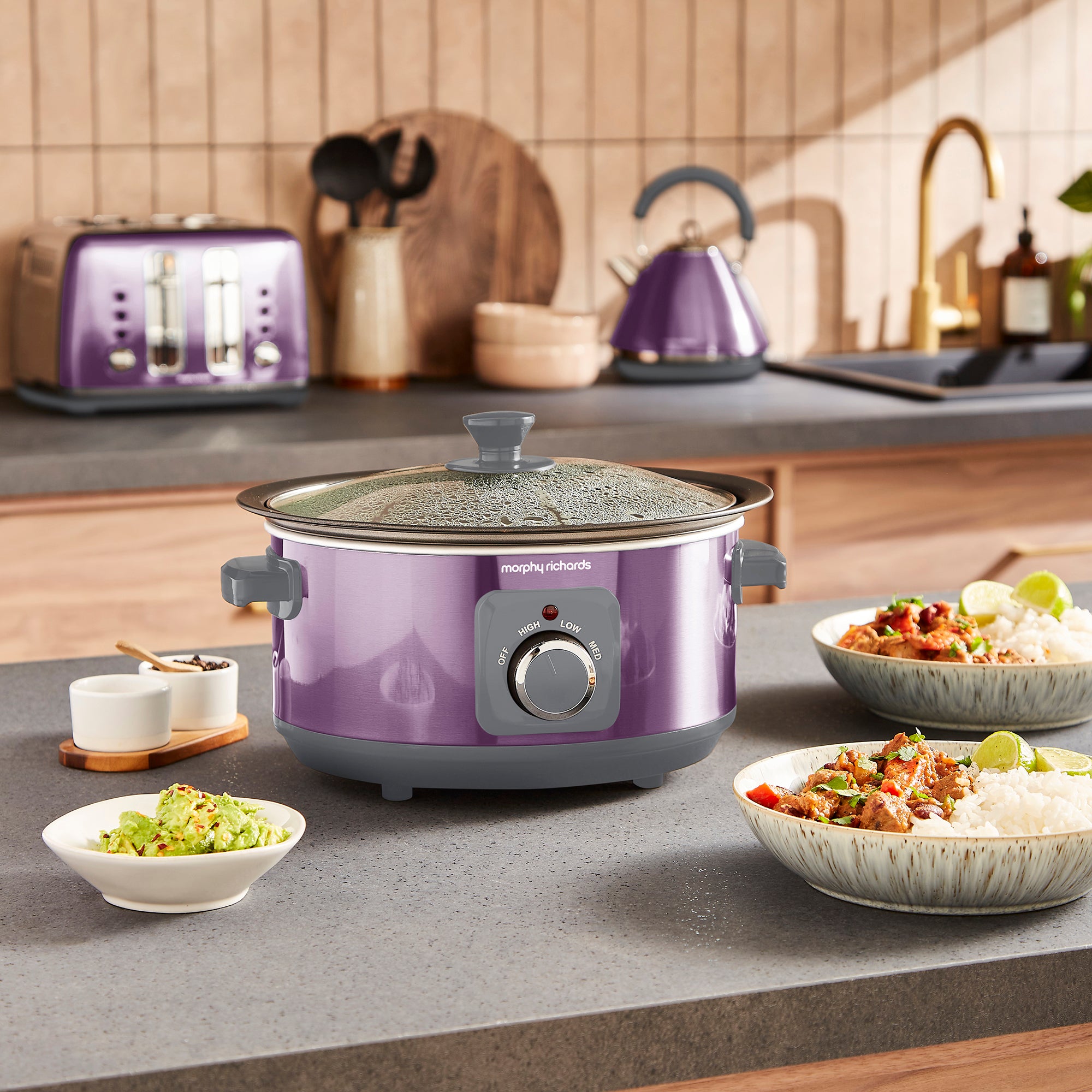 Accents Sear & Stew 3.5L Slow Cooker - Purple - Image 2