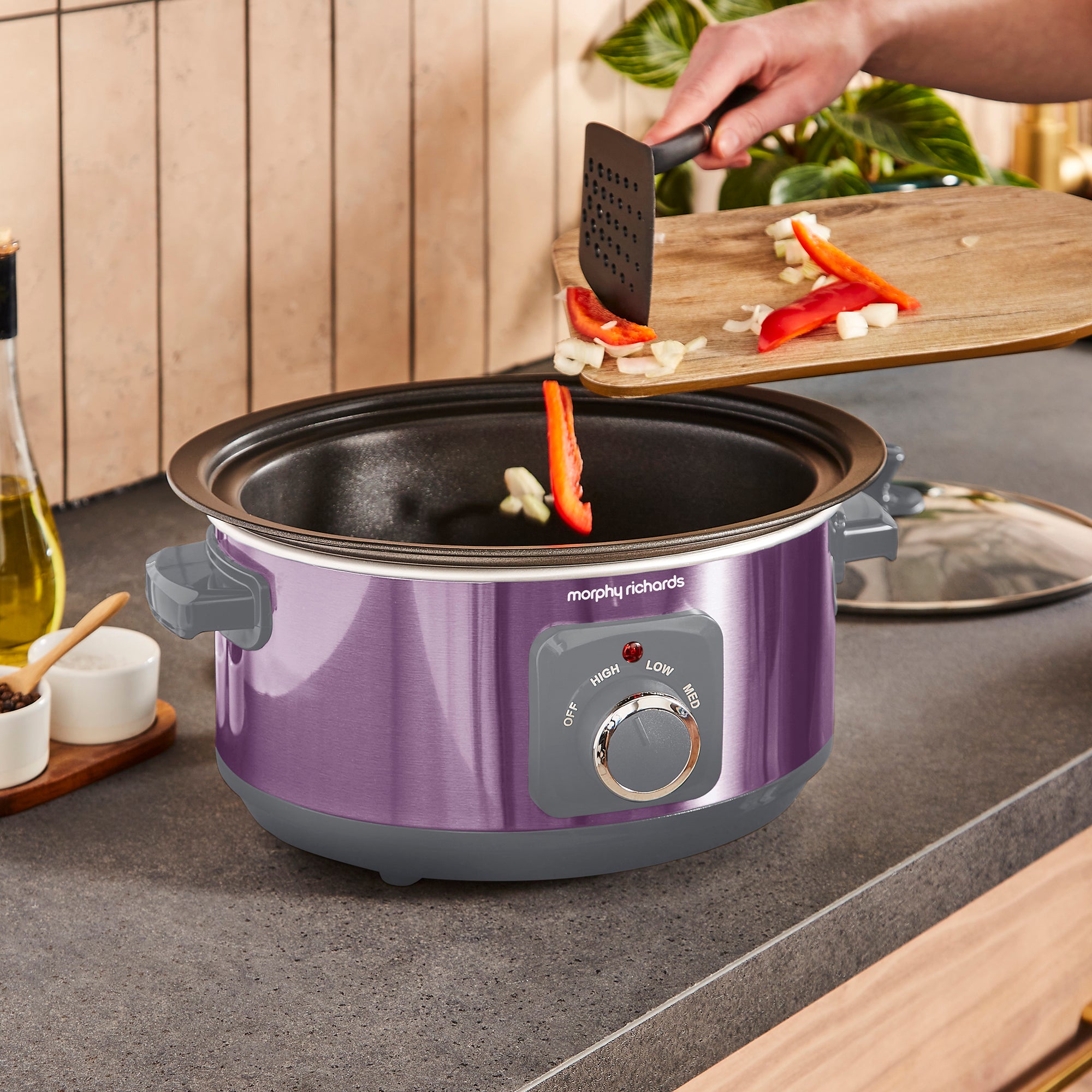 Accents Sear & Stew 3.5L Slow Cooker - Purple - Image 4