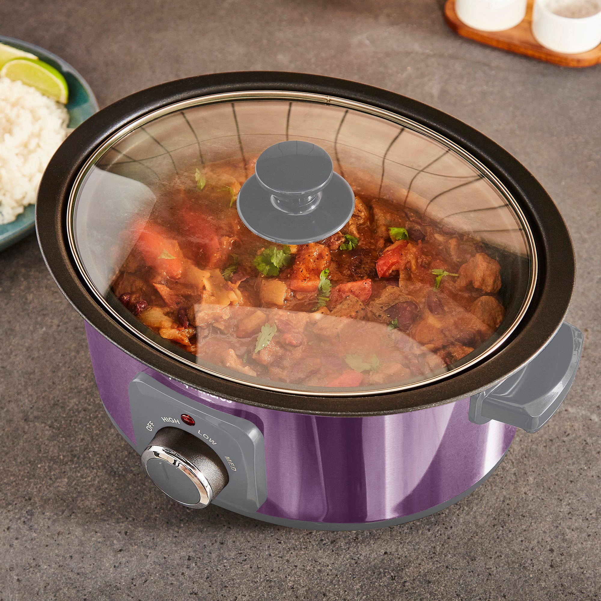 Accents Sear & Stew 3.5L Slow Cooker - Purple - Image 5