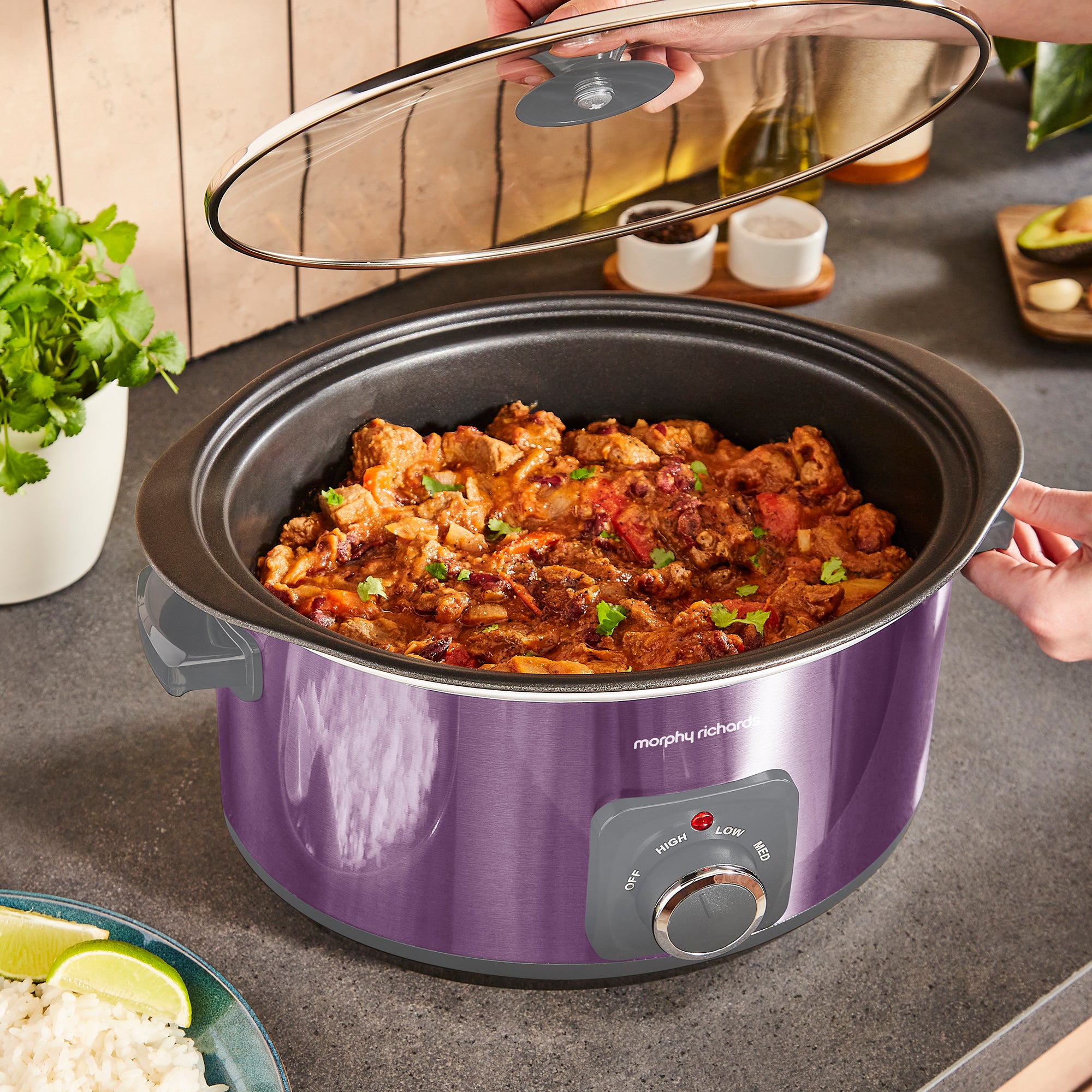 Accents Sear & Stew 3.5L Slow Cooker - Purple - Image 6