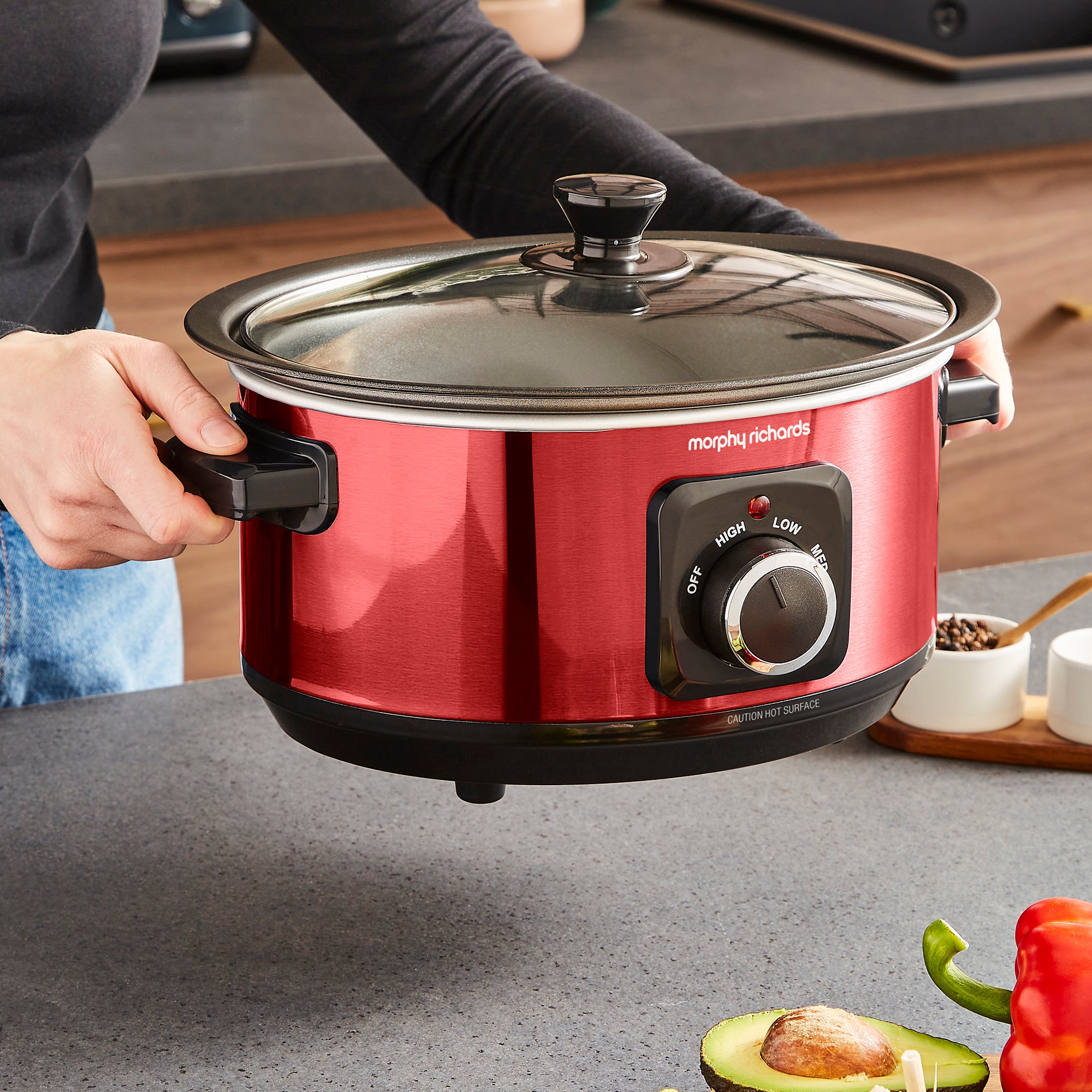 Accents Sear & Stew 3.5L Slow Cooker - Red - Image 7