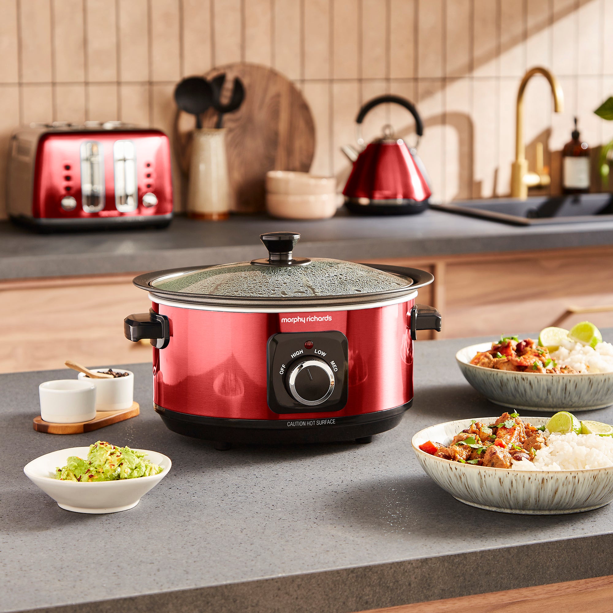 Accents Sear & Stew 3.5L Slow Cooker - Red - Image 2