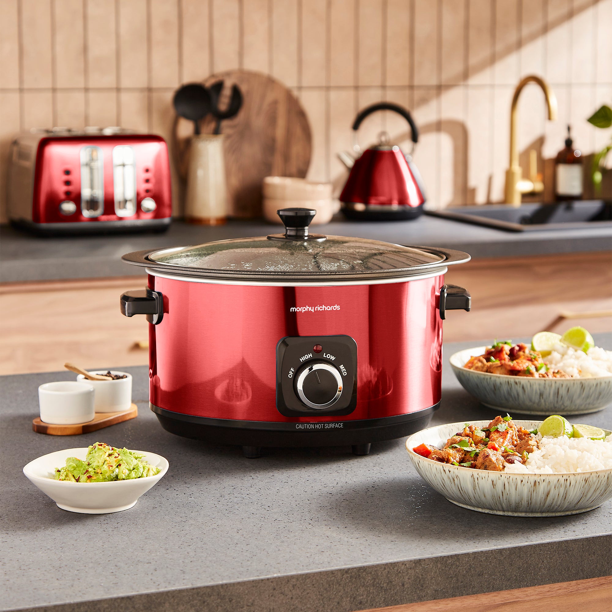 Accents Sear & Stew 6.5L Slow Cooker - Red - Image 2
