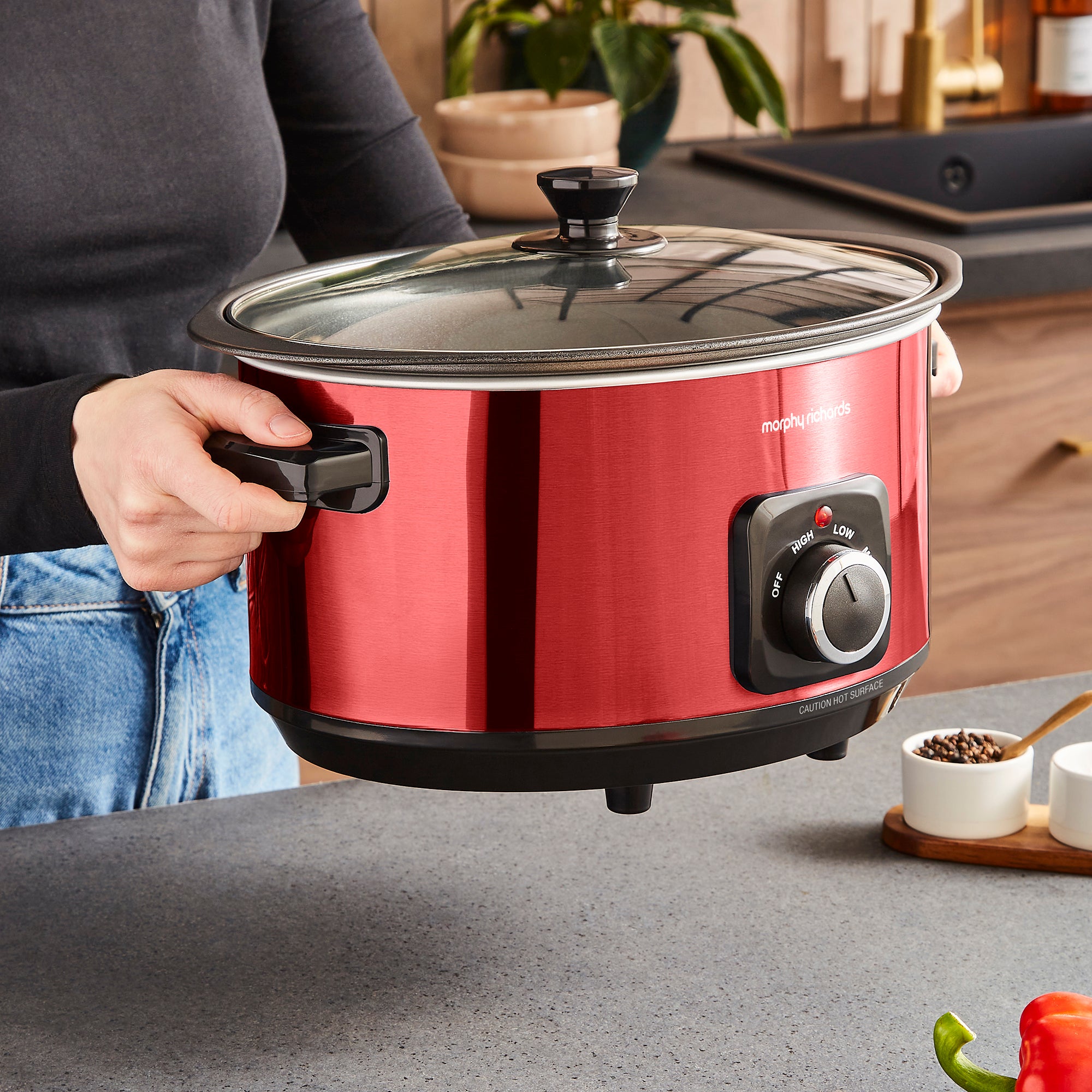 Accents Sear & Stew 6.5L Slow Cooker - Red - Image 11