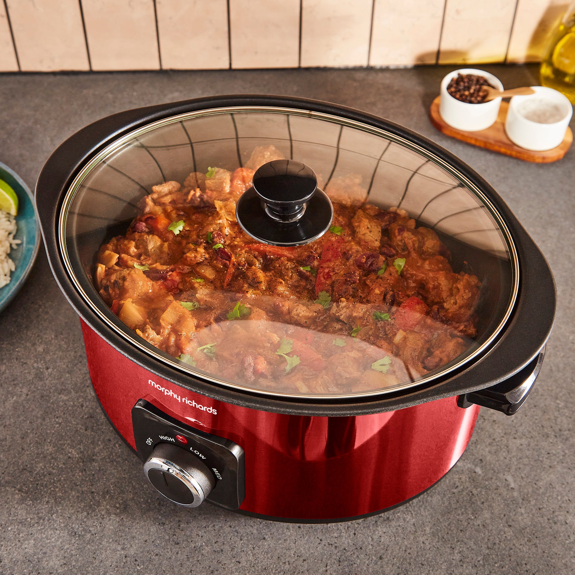 Accents Sear & Stew 6.5L Slow Cooker - Red - Image 7