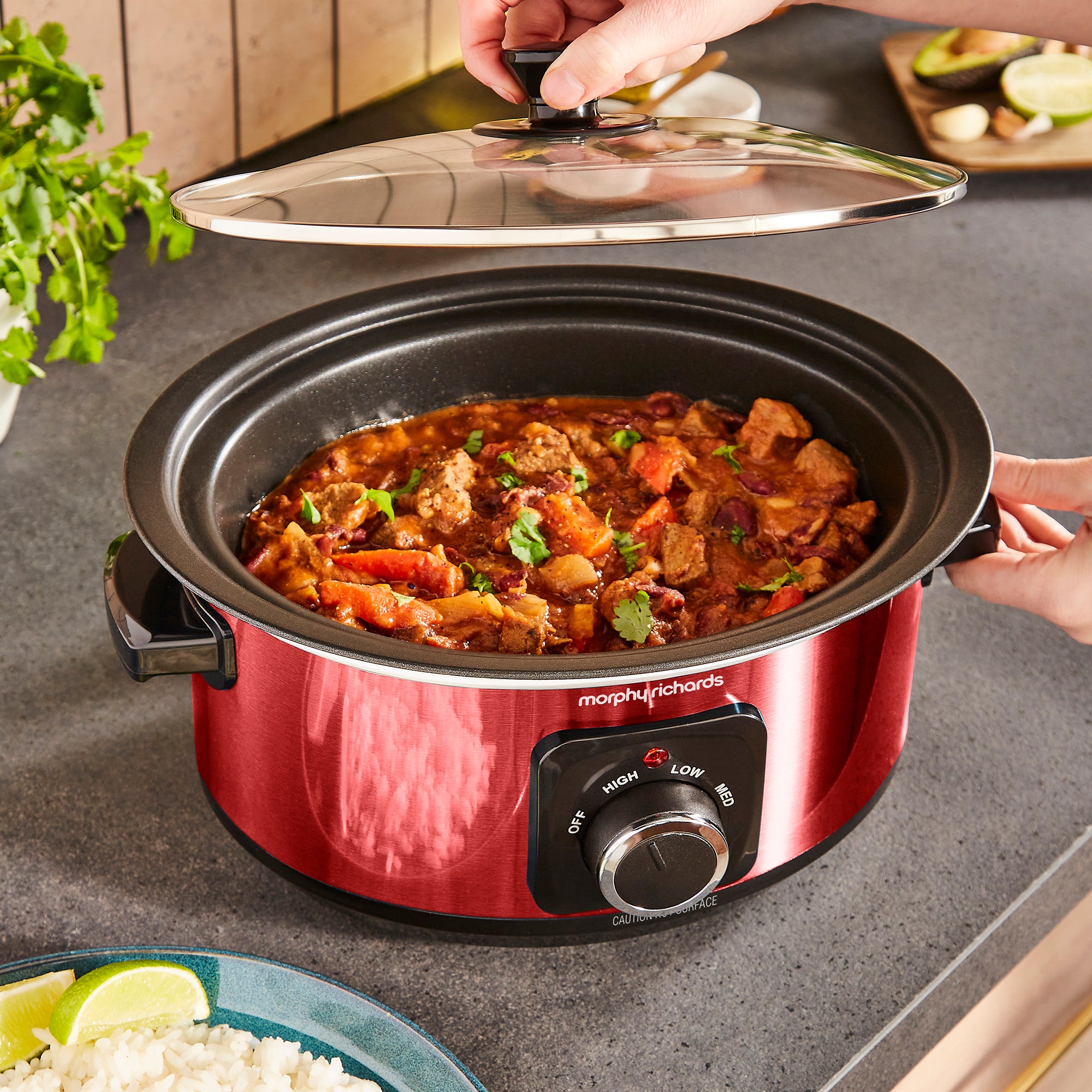 Accents Sear & Stew 6.5L Slow Cooker - Red - Image 8